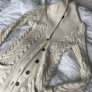 Ralph Lauren Cream Cable Knit Cardigan Sweater